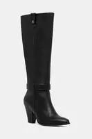 Kožené kozačky Tommy Hilfiger TH T-STRAP LTHR POINTY LONG BOOT