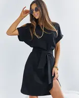 Resti Black women's dress with waist tie