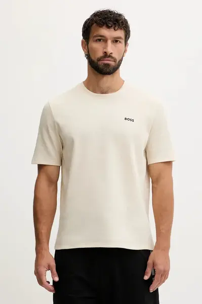 Tričko BOSS Waffle T-Shirt modrá barva, s aplikací, 50535891