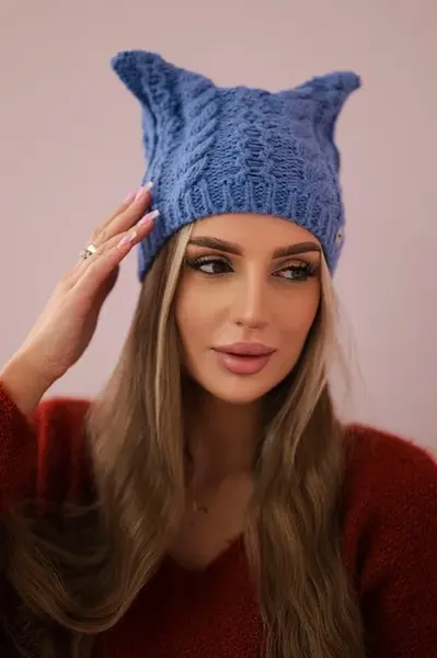 marka niezdefiniowana Rabbid K237 light denim fleece beanie