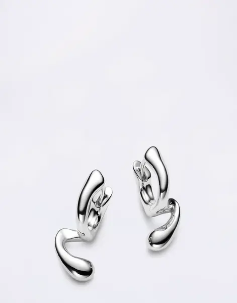 Maria Black Coily Huggie Silver PAIR Silver