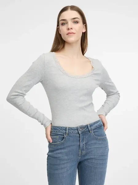 Krémové dámské tričko s dlouhým rukávem ORSAY - Dámské