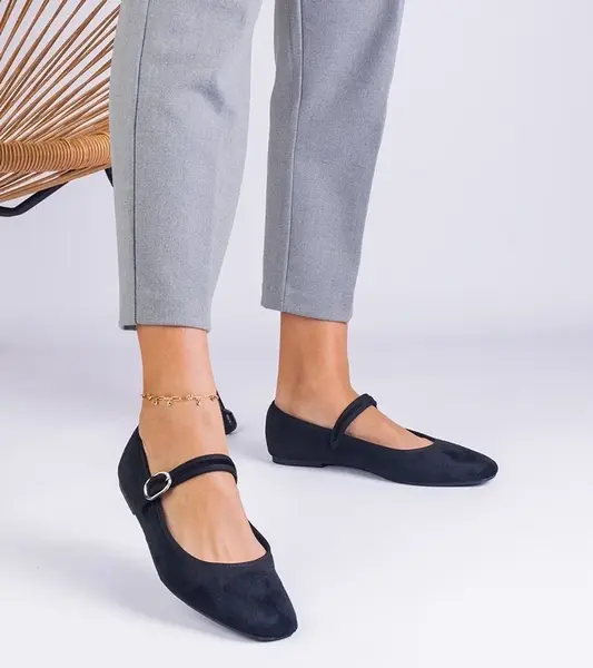 Gemre Black ballet flats with elastic and square toe Averina