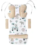 Medi Partners Stroller insert in a 4-piece set - Mint Zoo + beige Minky