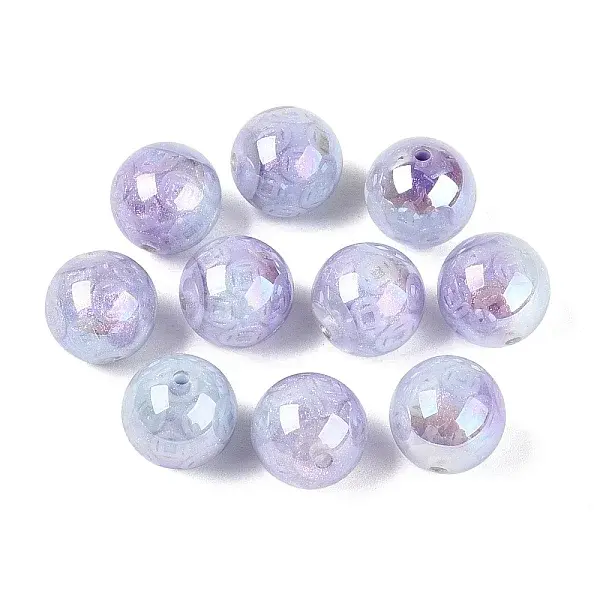 UV Plating Round with Coin Pattern Transparent Resin Beads