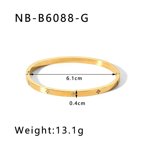 304 Stainless Steel Pave Cubic Zirconia Bangles