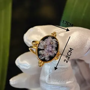 304 Stainless Steel with Epoxy Dried Flower Cuff Rings