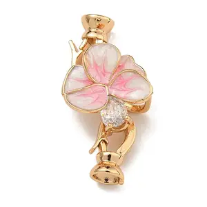 Brass Micro Pave Clear Cubic Zirconia Fold Over Clasps