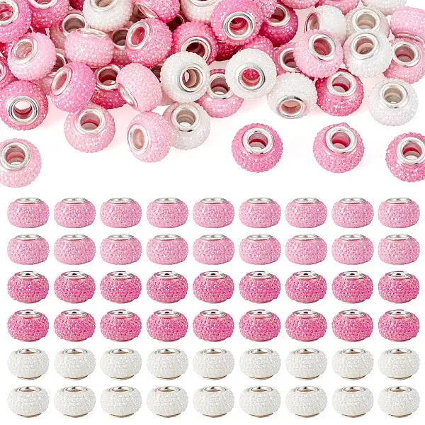 100Pcs Large Hole Resin Rhinestone European Beads