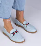 Gemre Blue eco-leather moccasins with Kalenda decoration