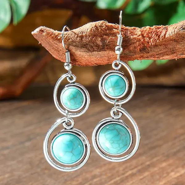 Bohemian Style Alloy Acrylic Dangle Earrings