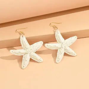 Starfish Raffia Dangle Earrings