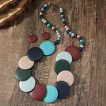 Bohemian Ethnic Style Wood Beaded Multilayer Necklaces & Dangle Earrings Sets