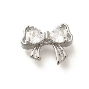 Brass Micro Pave Cubic Zirconia Beads