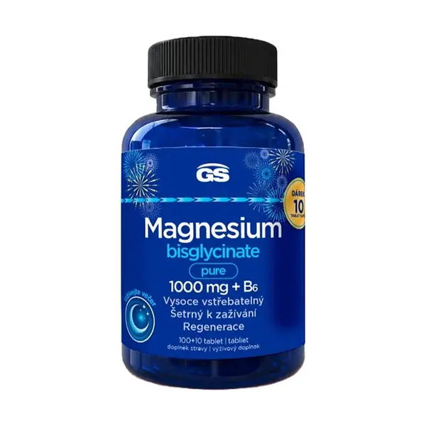 GS Magnesium bisglycinate pure 1000 mg + b6 100 + 10 tablet + NAVÍC