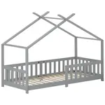 CHICFURN POSTEL DOMEČEK 90/200 cm ve světle šedé barvě s plotem a roštem
