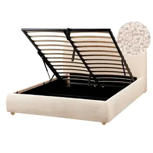 Beliani POSTEL s úložným prostorem 140/200 cm Bouclé Světle hnědá Blagnac