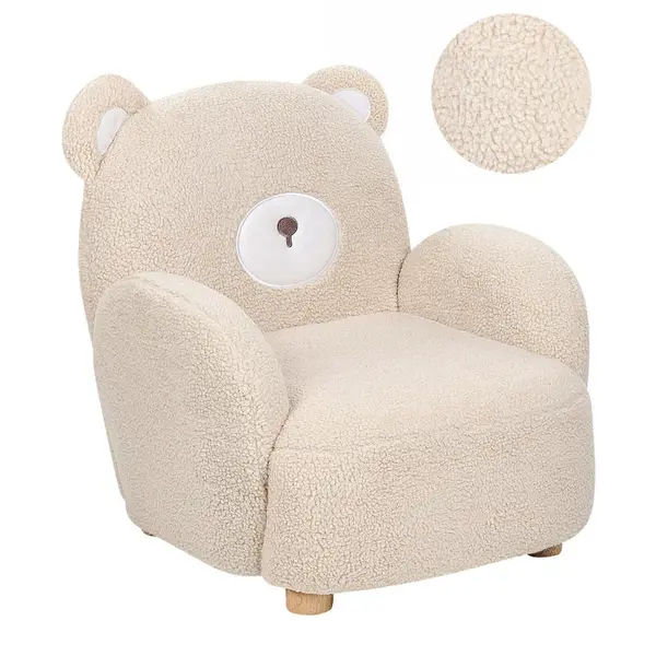 Beliani DĚTSKÉ KŘESLO Teddybär Bouclé Béžové Boo