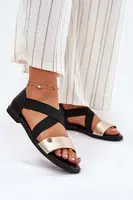 EVENTO Dámské Plážové Sandály S Elastickými Pásky Černozlaté Marinea