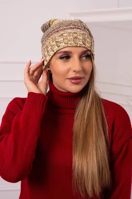 Kesi Monika fleecová čepice K256 hnědá+žlutá