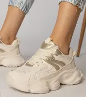 Gemre Beige women's sports sneakers with a gold insert Sandra