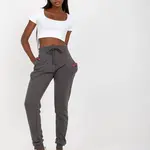 Dark gray classic basic tied sweatpants