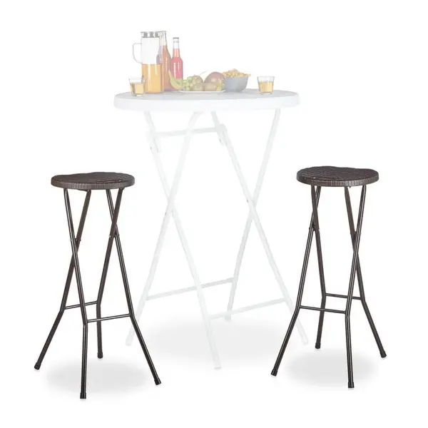 Relaxdays STOLIČKA hnědá barová skládací 2dílná-sada 80 cm