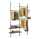 SoBuy STOJACÍ VĚŠÁK se 2 policemi Černá 62x75x200cm Funkční