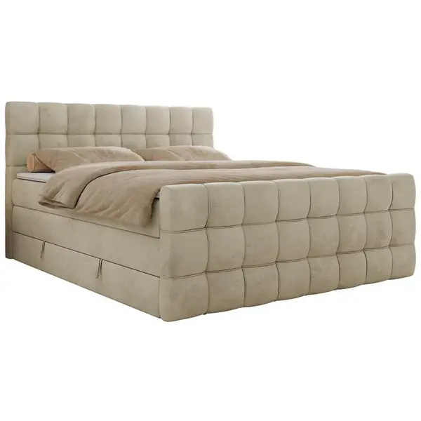 MKS POSTEL BOXSPRING ALTIVO KING DUO 200/200 - Béžová Samet - Topper Visco - H3