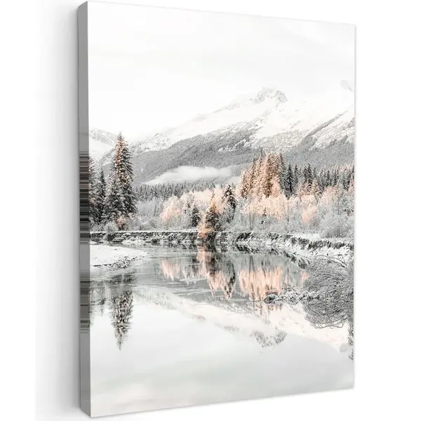 MuchoWow OBRAZ NA PLÁTNĚ Příroda - Zima - Stromy - Hory - Sníh 60x80 cm