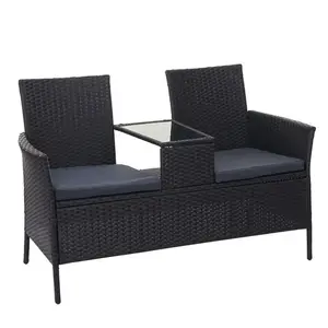 MCW POLY-RATTAN LAVICE Černá, šedá
