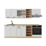 Vicco KUCHYŇSKÝ KOUT R-Line Bílý venkovský dům/zlatý dub 240 cm , PD Dub