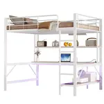 FLIEKS VYVÝŠENÁ POSTEL 140x200cm Kov LED Stůl USB Bílá