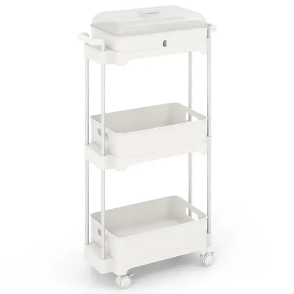 COSTWAY POJÍZDNÝ VOZÍK 82 cm bílý