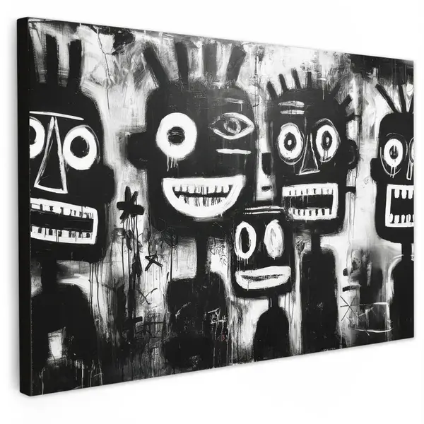 MuchoWow OBRAZ NA PLÁTNĚ Malba - Figury - černá - abstraktní 90x60 cm
