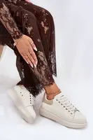 Kožené Dámské Tenisky Na Platformě Béžové GOE