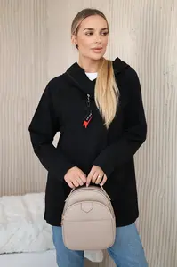 Tunika se zipem na kapuci Oversize černá