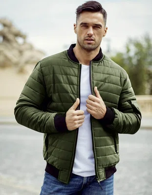Pánská bunda prošívaná bomber jacket zelená Dstreet
