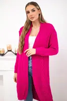 Svetr Cardigan pletený cop z fuchsiové barvy