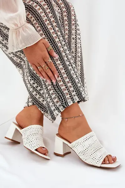 Boto Dámské Pantofle S Pletením Na Podpatku Bílé Ciariloria