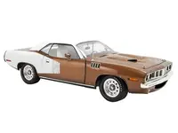 1971 Plymouth Barracuda Tahitian Walnut Metallic and White with White Vinyl Top Limited Edition to 258 pieces Worldwide 1/18 Diecast Model Car by ACM