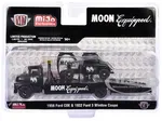 1956 Ford COE Ramp Truck Matt Black and 1932 Ford 3 Window Coupe Matt Black "Mooneyes" Limited Edition to 3300 pieces Worldwide 1/64 Diecast Model by