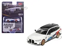 BMW M3 M Performance Touring Alpine White with Black Top and Graphics Limited Edition to 4800 pieces Worldwide 1/64 Diecast Model Car by Mini GT