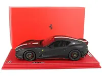 Ferrari 812 Competizione 16 Matt Black with Red and White Stripes with DISPLAY CASE Limited Edition to 226 pieces Worldwide 1/18 Model Car by BBR