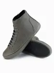 Ombre Men's high-top sneakers with matte texture and embossed logo - dark olive