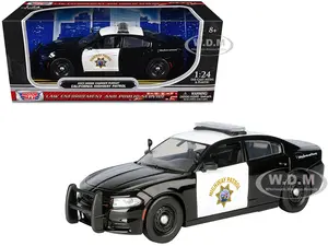 2023 Dodge Charger Pursuit Police Car "California Highway Patrol" Black and White "Law Enforcement and Public Service" Series 1/24 Diecast Model Car