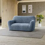 Bielastické potahy VENEZIA modrá dvojkřeslo (š. 120 - 160 cm)