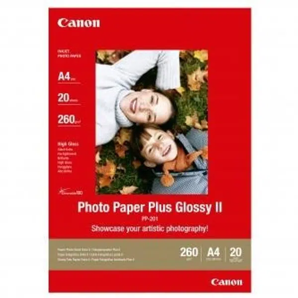 Canon Photo Paper Plus Glossy PP-201 2311B019, 260 g/m2, A4, 20ks, lesklý, inkoustový, bílý, foto papír