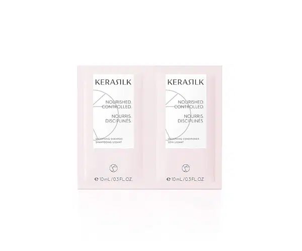Vyhlazující šampon a kondicionér pro krepaté a nepoddajné vlasy Kerasilk Smoothing - 2 x 10 ml (511430)