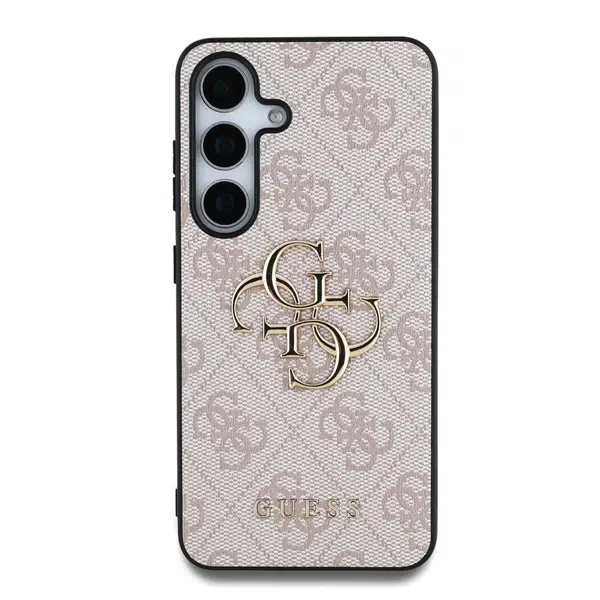 Zadní kryt Guess PU 4G Metal Logo pro Samsung Galaxy S25, růžová